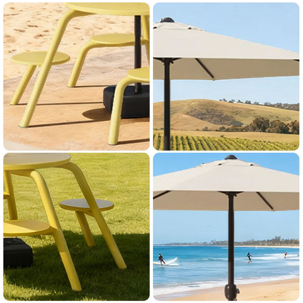 SOLARA Carbon Steel Table, Chair & Umbrella Set 3/4-Seater Ergonomic One-Piece Design High-Temp Coated Finish Stable Load-Bearing Structure - Yellow