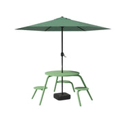 SOLARA Carbon Steel Table, Chair & Umbrella Set 3/4-Seater Ergonomic One-Piece Design High-Temp Coated Finish Stable Load-Bearing Structure - Green