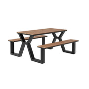 SOLARA Outdoor Table & Chair Set 120/160/200cm Eco-Friendly Waterproof Sunproof Plastic-Wood Surface Durable Anti-Oxidation Steel Frame - Black