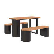 SOLARA Outdoor Table & Chair Set 120/140/160cm Anti-Corrosion Durable Steel Support Thick Plastic-Wood Surface Waterproof Sun-Resistant Design - Black