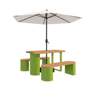 SOLARA Outdoor Table, Chair & Umbrella Set 120/140/160cm Anti-Corrosion Durable Steel Support Thick Plastic-Wood Surface Waterproof Sun-Resistant Design - Green