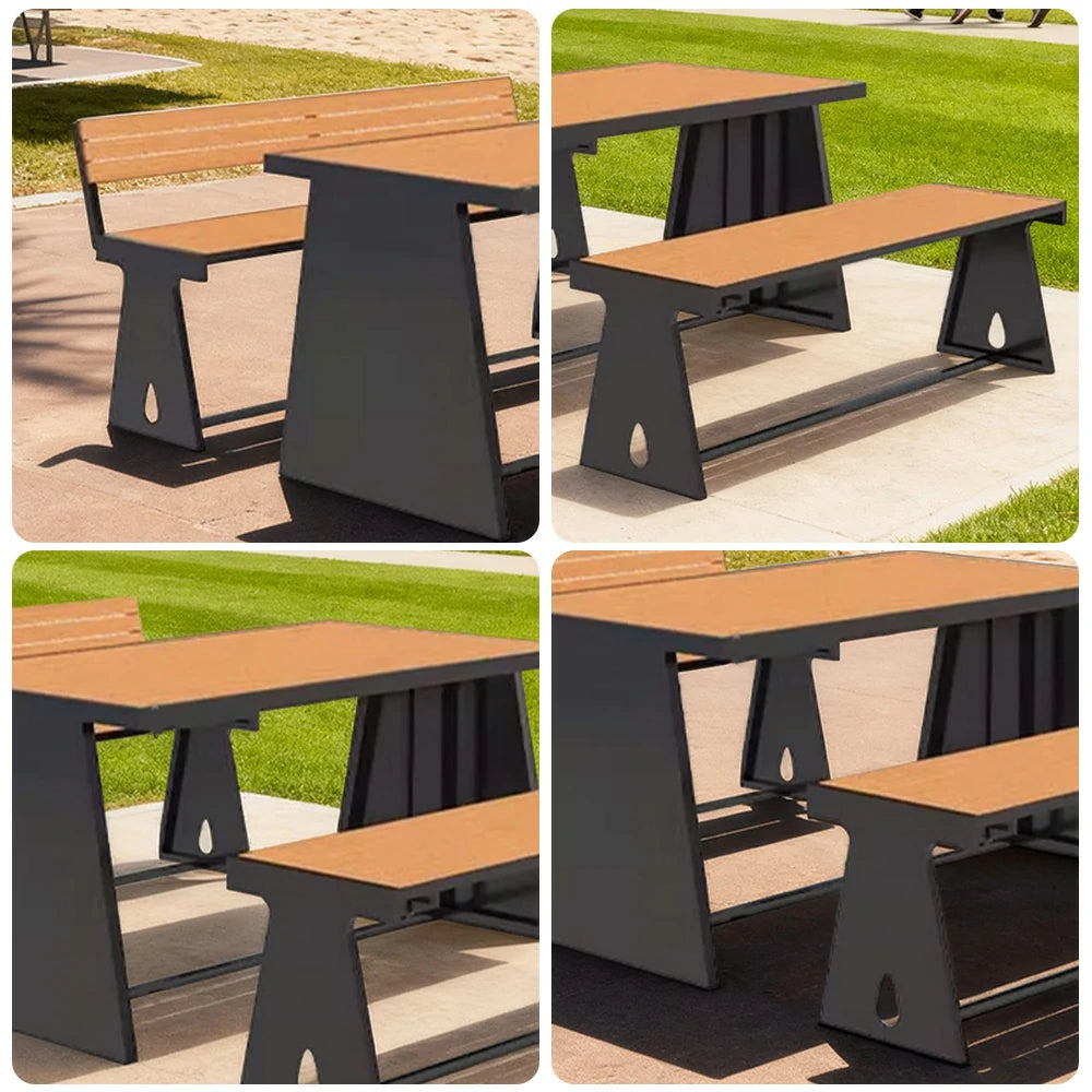 SOLARA Outdoor Table & Chair Set 120/140/160cm A-Frame Support Anti-Rust Iron Structure Smooth Painted Finish Stable Durable Design - Black