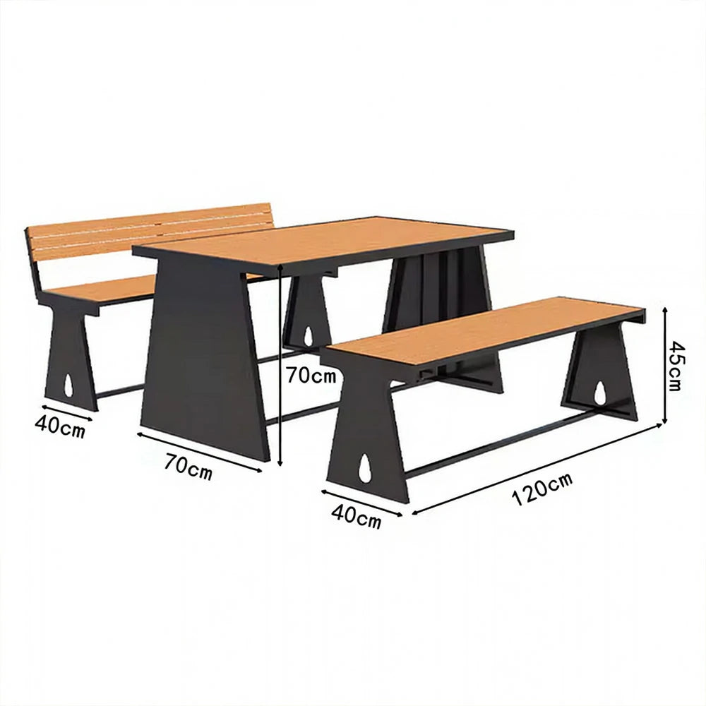 SOLARA Outdoor Table & Chair Set 120/140/160cm A-Frame Support Anti-Rust Iron Structure Smooth Painted Finish Stable Durable Design - Black