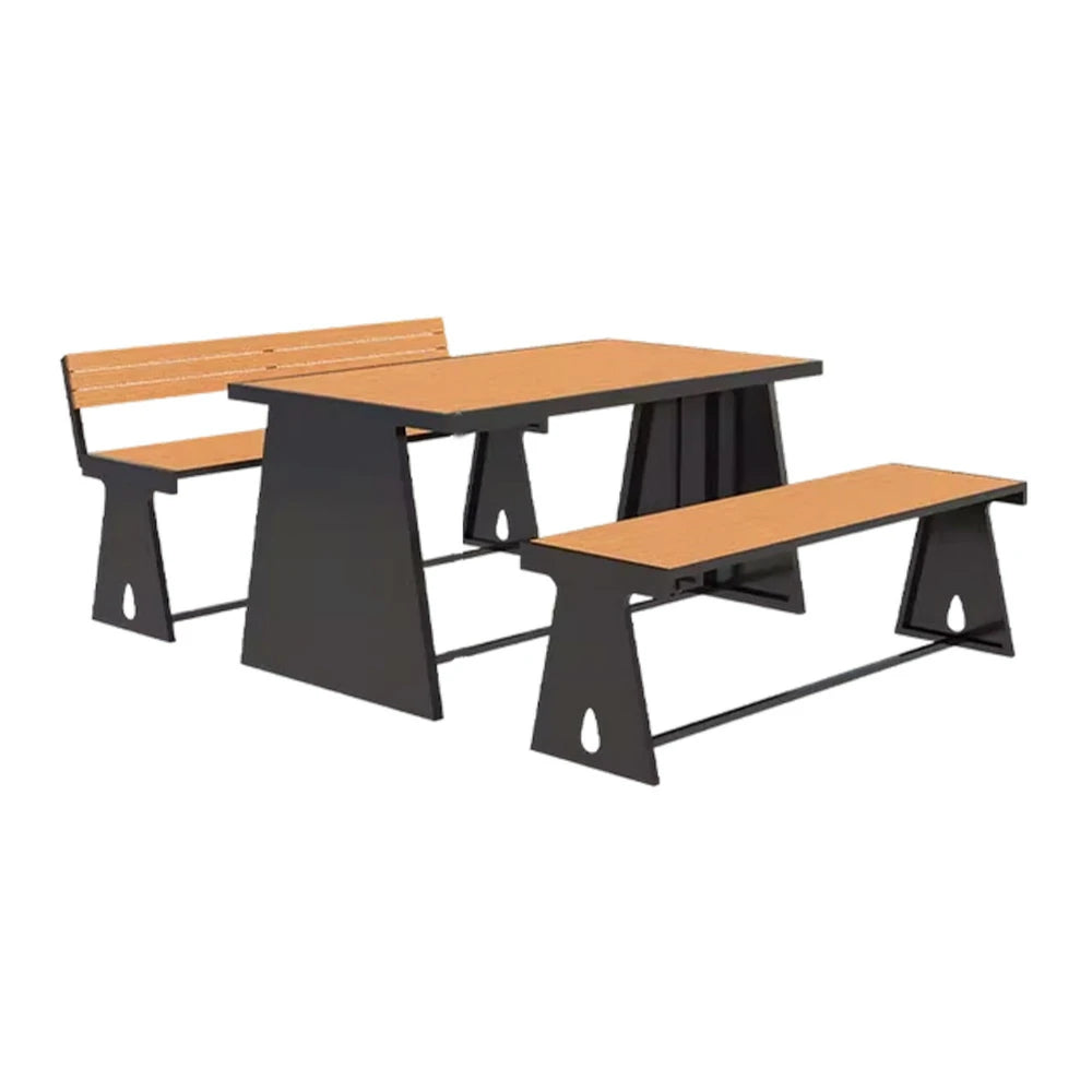 SOLARA Outdoor Table & Chair Set 120/140/160cm A-Frame Support Anti-Rust Iron Structure Smooth Painted Finish Stable Durable Design - Black