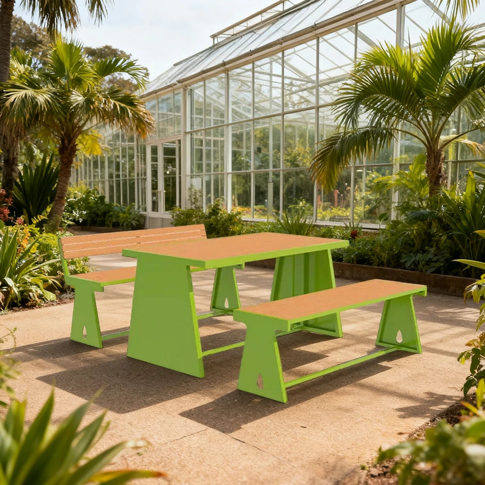 SOLARA Outdoor Table & Chair Set 120/140/160cm A-Frame Support Anti-Rust Iron Structure Smooth Painted Finish Stable Durable Design - Green