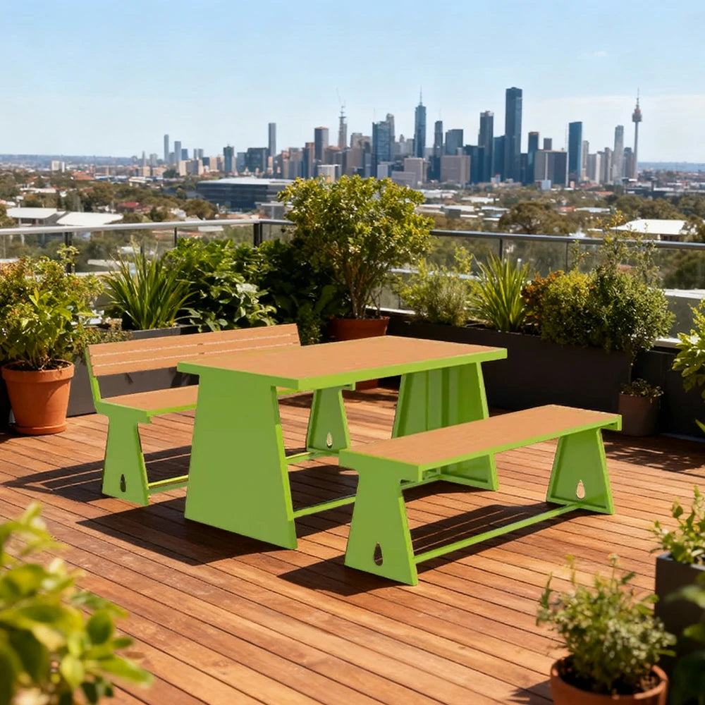 SOLARA Outdoor Table & Chair Set 120/140/160cm A-Frame Support Anti-Rust Iron Structure Smooth Painted Finish Stable Durable Design - Green