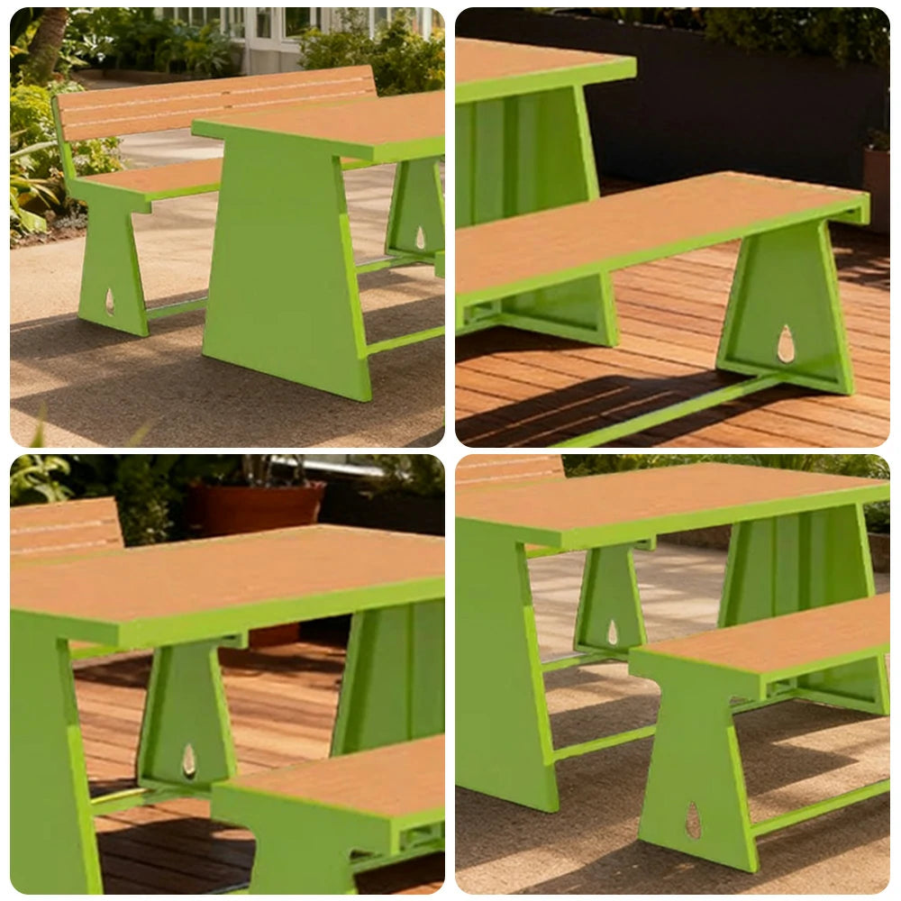 SOLARA Outdoor Table & Chair Set 120/140/160cm A-Frame Support Anti-Rust Iron Structure Smooth Painted Finish Stable Durable Design - Green