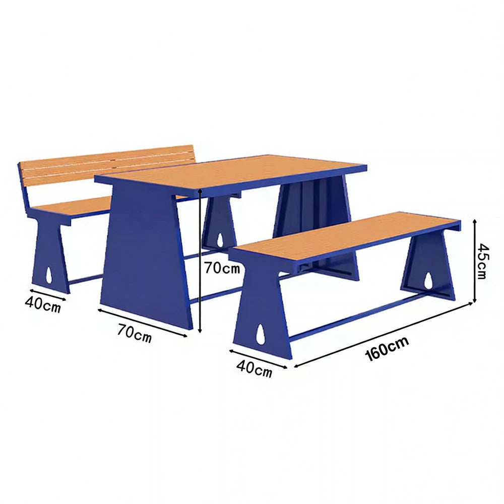 SOLARA Outdoor Table & Chair Set 120/140/160cm A-Frame Support Anti-Rust Iron Structure Smooth Painted Finish Stable Durable Design - Blue