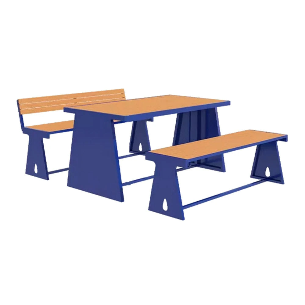 SOLARA Outdoor Table & Chair Set 120/140/160cm A-Frame Support Anti-Rust Iron Structure Smooth Painted Finish Stable Durable Design - Blue