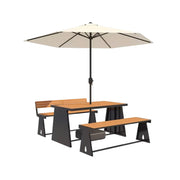 SOLARA Outdoor Table, Chair & Umbrella Set 120/140/160cm A-Frame Support Anti-Rust Iron Structure Smooth Painted Finish Stable Durable Design - Black