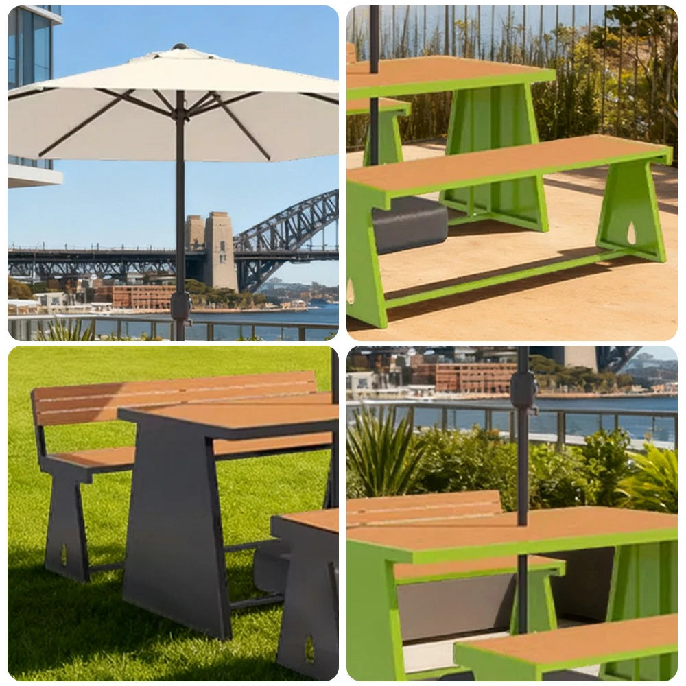 SOLARA Outdoor Table, Chair & Umbrella Set 120/140/160cm A-Frame Support Anti-Rust Iron Structure Smooth Painted Finish Stable Durable Design - Green