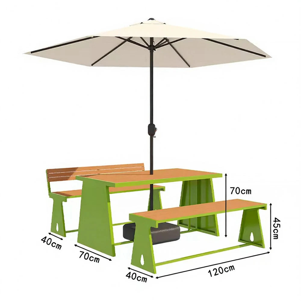 SOLARA Outdoor Table, Chair & Umbrella Set 120/140/160cm A-Frame Support Anti-Rust Iron Structure Smooth Painted Finish Stable Durable Design - Green