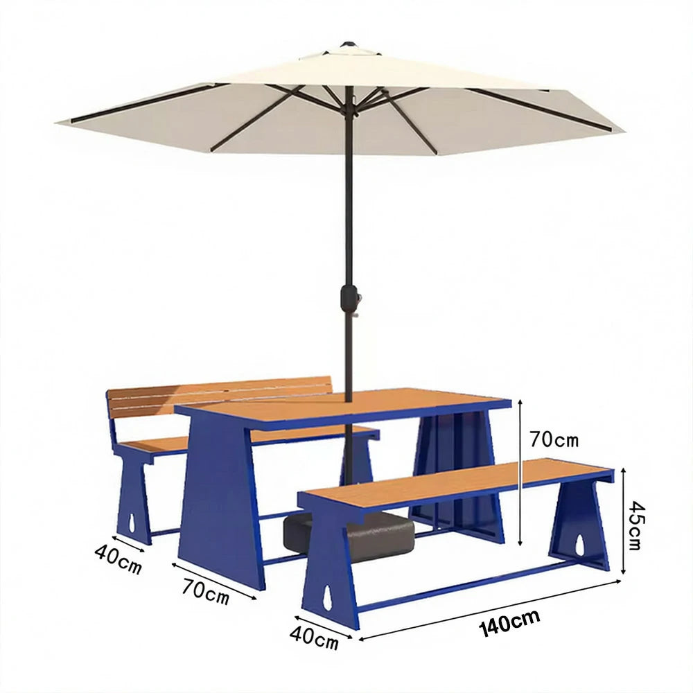 SOLARA Outdoor Table, Chair & Umbrella Set 120/140/160cm A-Frame Support Anti-Rust Iron Structure Smooth Painted Finish Stable Durable Design - Blue