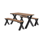 SOLARA Outdoor Table & Chair Set 120/160/200cm Sunproof Waterproof Surface High-Temp Coated Steel Frame Strong Support Anti-Corrosion Design - Black