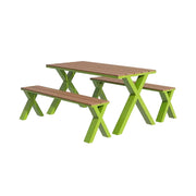 SOLARA Outdoor Table & Chair Set 120/160/200cm Sunproof Waterproof Surface High-Temp Coated Steel Frame Strong Support Anti-Corrosion Design - Green