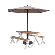 SOLARA Outdoor Table, Chair & Umbrella Set 120/160/200cm Sunproof Waterproof Surface High-Temp Coated Steel Frame Strong Support Anti-Corrosion Design - White