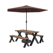 SOLARA Outdoor Table, Chair & Umbrella Set 120/160/200cm Sunproof Waterproof Surface High-Temp Coated Steel Frame Strong Support Anti-Corrosion Design - Black