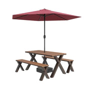 SOLARA Outdoor Table, Chair & Umbrella Set 120/160/200cm Sunproof Waterproof Surface High-Temp Coated Steel Frame Strong Support Anti-Corrosion Design - Brown
