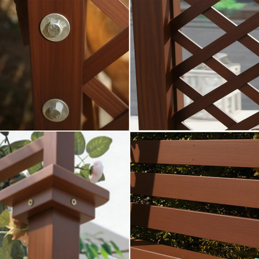 SOLARA Arch Garden Seat with 2 Planter Boxes - Finnish Solid Wood Outdoor Patio Furniture - Brown