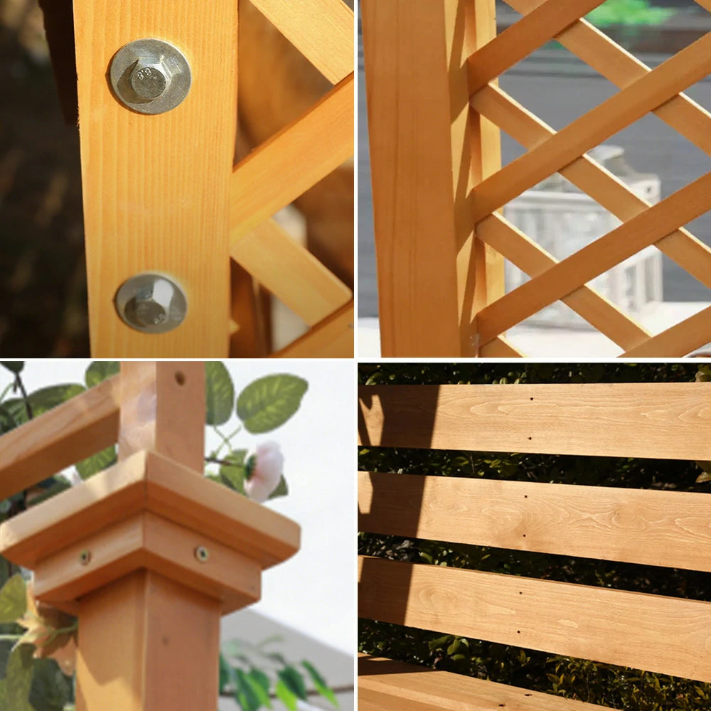 SOLARA Arch Garden Seat with 2 Planter Boxes - Finnish Solid Wood Outdoor Patio Furniture - Yellow