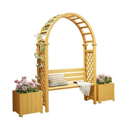 SOLARA Arch Garden Seat with 2 Planter Boxes - Finnish Solid Wood Outdoor Patio Furniture - Yellow