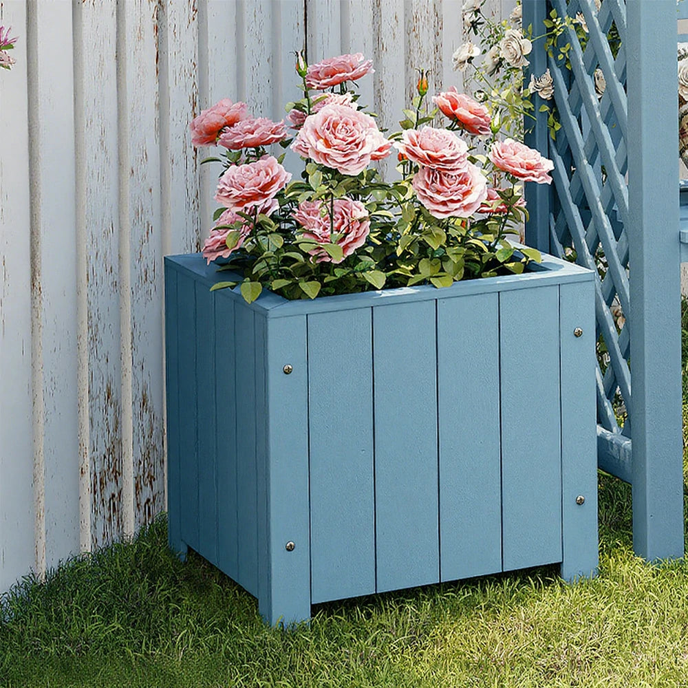 SOLARA Planter Box - Finnish Solid Wood 50×50×50 Outdoor Garden & Patio Furniture - Blue