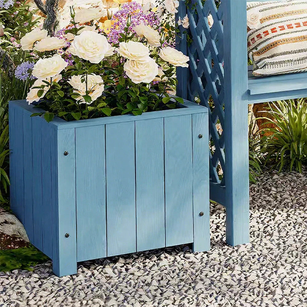 SOLARA Planter Box - Finnish Solid Wood 50×50×50 Outdoor Garden & Patio Furniture - Blue