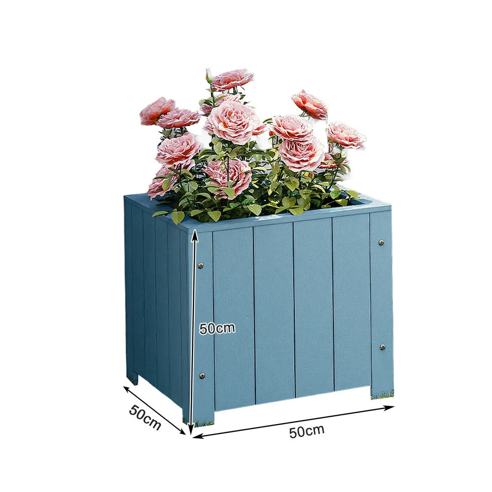 SOLARA Planter Box - Finnish Solid Wood 50×50×50 Outdoor Garden & Patio Furniture - Blue