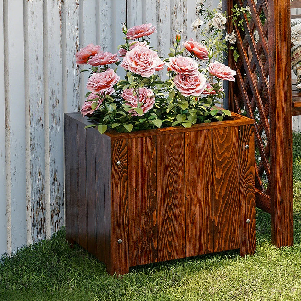 SOLARA Planter Box - Finnish Solid Wood 50×50×50 Outdoor Garden & Patio Furniture - Brown