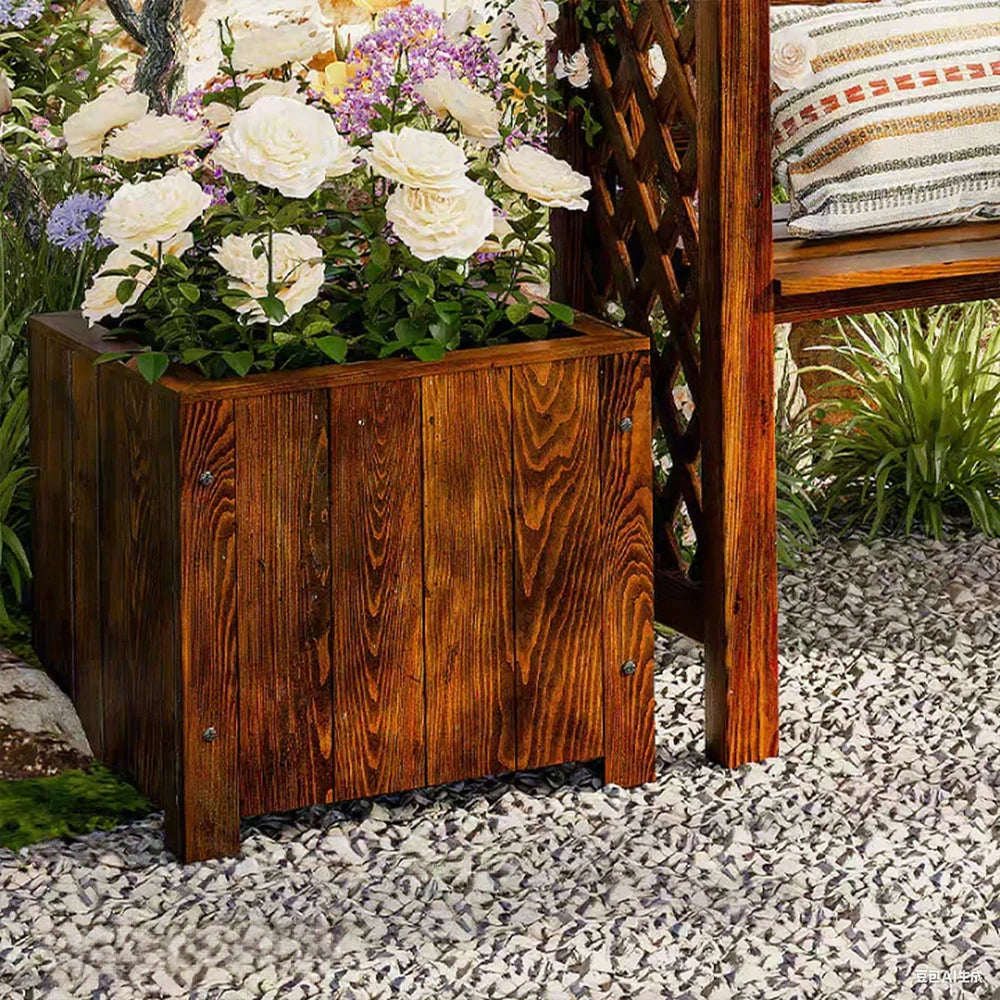 SOLARA Planter Box - Finnish Solid Wood 50×50×50 Outdoor Garden & Patio Furniture - Brown