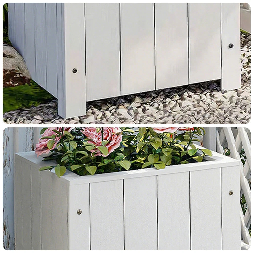 SOLARA Planter Box - Finnish Solid Wood 50×50×50 Outdoor Garden & Patio Furniture - White