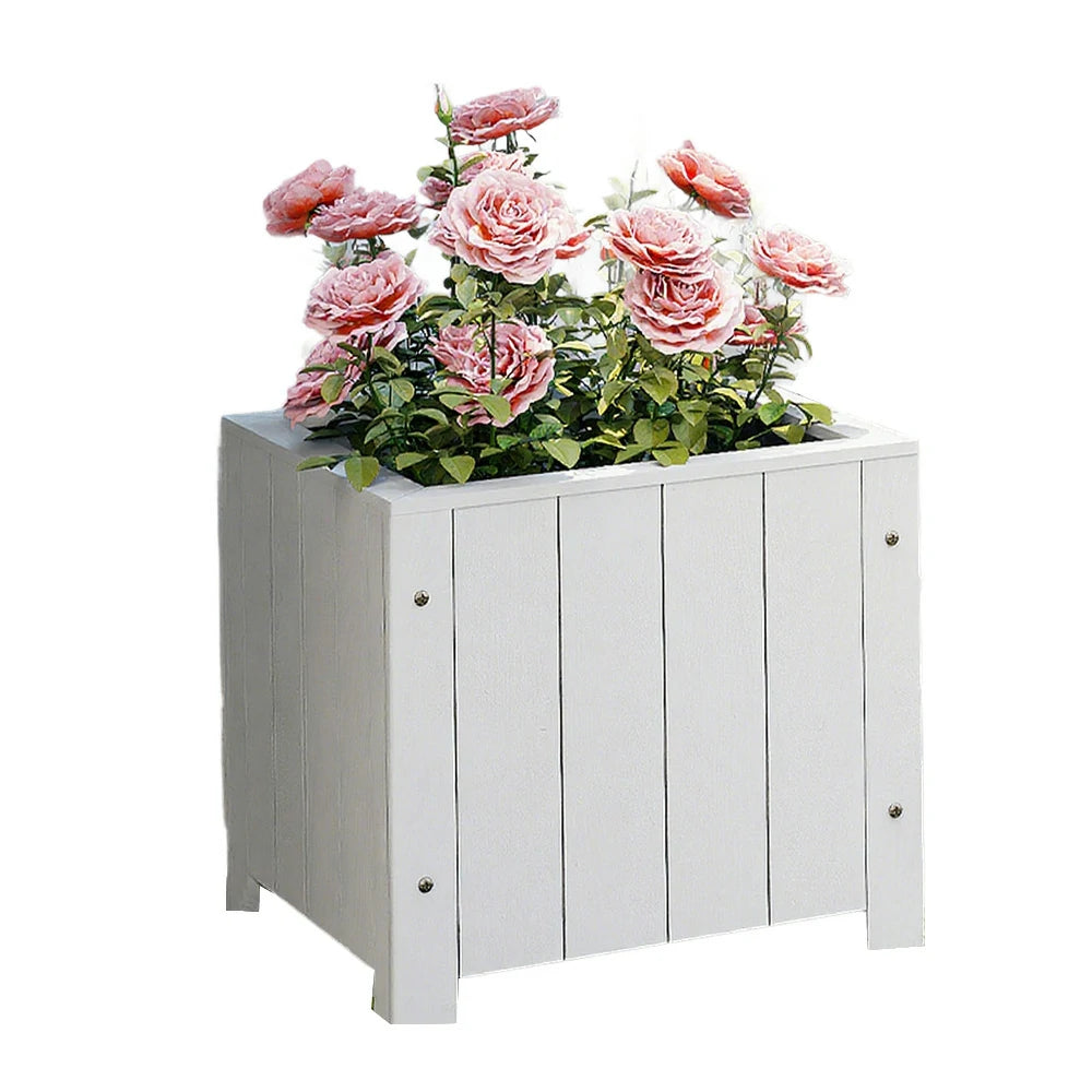 SOLARA Planter Box - Finnish Solid Wood 50×50×50 Outdoor Garden & Patio Furniture - White