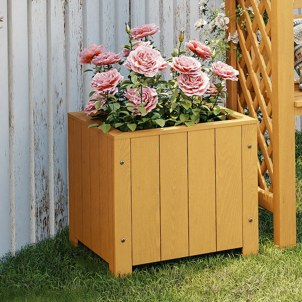 SOLARA Planter Box - Finnish Solid Wood 50×50×50 Outdoor Garden & Patio Furniture - Yellow