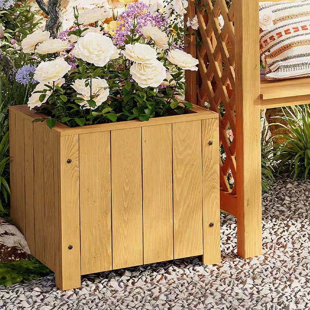 SOLARA Planter Box - Finnish Solid Wood 50×50×50 Outdoor Garden & Patio Furniture - Yellow