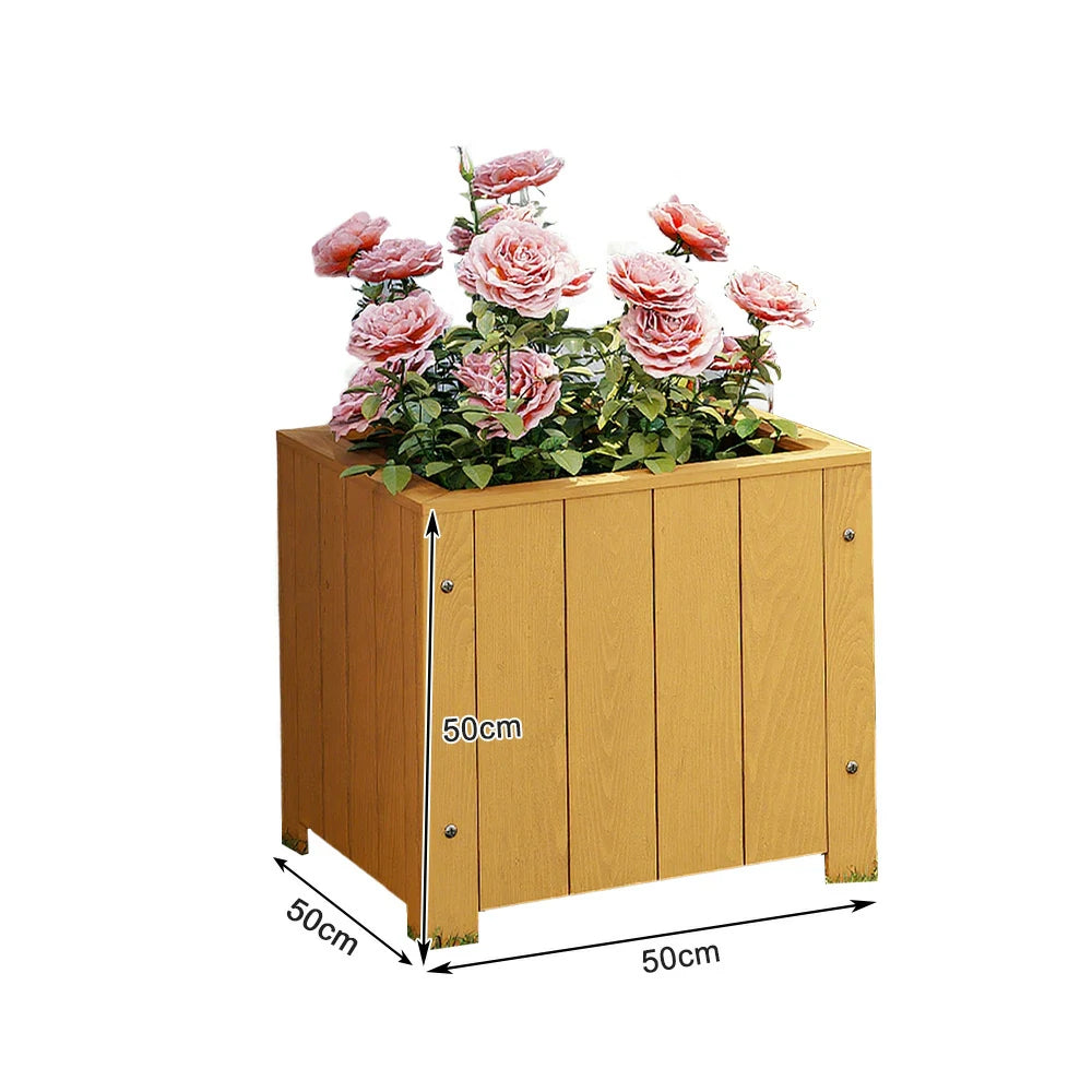 SOLARA Planter Box - Finnish Solid Wood 50×50×50 Outdoor Garden & Patio Furniture - Yellow