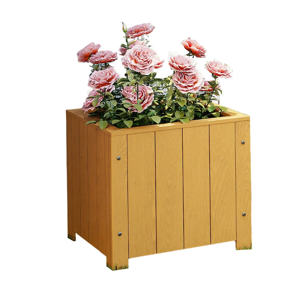 SOLARA Planter Box - Finnish Solid Wood 50×50×50 Outdoor Garden & Patio Furniture - Yellow