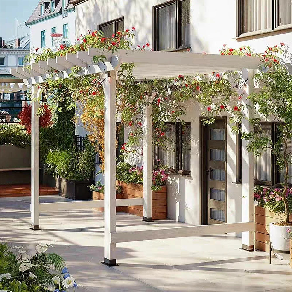 SOLARA Double-Row Pergola - Finnish Solid Wood, 3m x 1.3m/2m x 2m, Outdoor Garden & Patio Shade - White