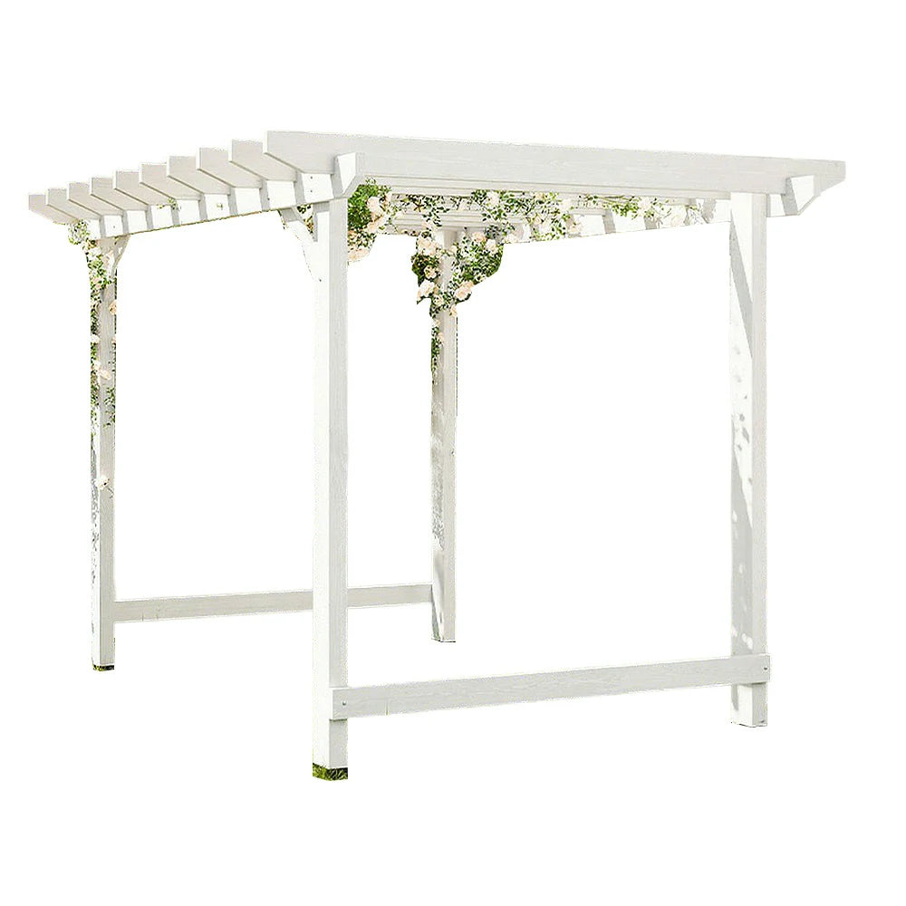 SOLARA Double-Row Pergola - Finnish Solid Wood, 3m x 1.3m/2m x 2m, Outdoor Garden & Patio Shade - White