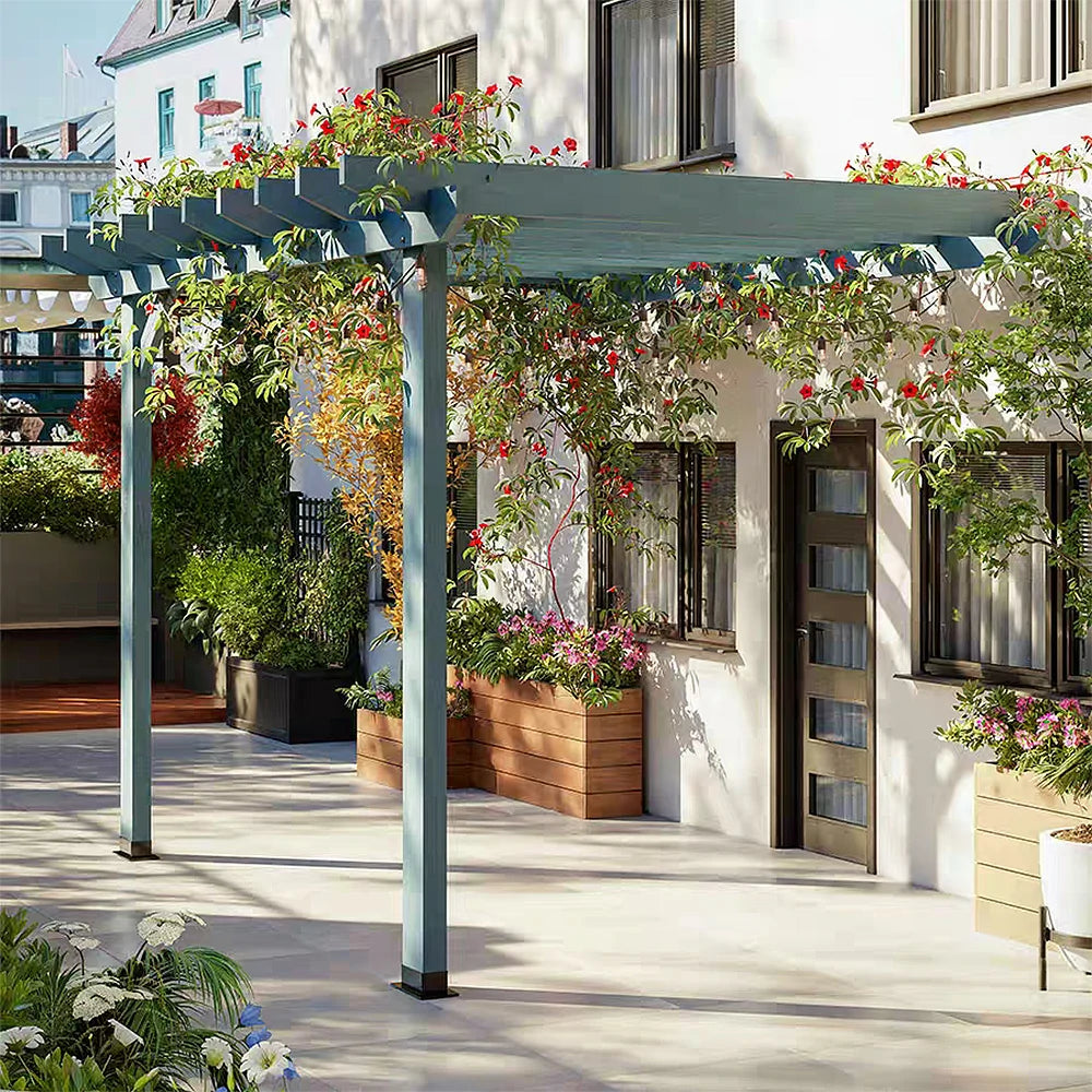 SOLARA Wall-Mounted Pergola - Finnish Solid Wood, 3m x 1.3m/2m x 2m, Outdoor Garden & Patio Shade - Blue