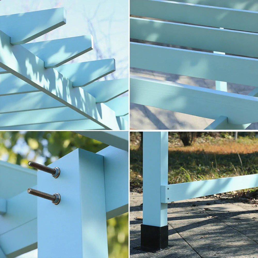 SOLARA Wall-Mounted Pergola - Finnish Solid Wood, 3m x 1.3m/2m x 2m, Outdoor Garden & Patio Shade - Blue