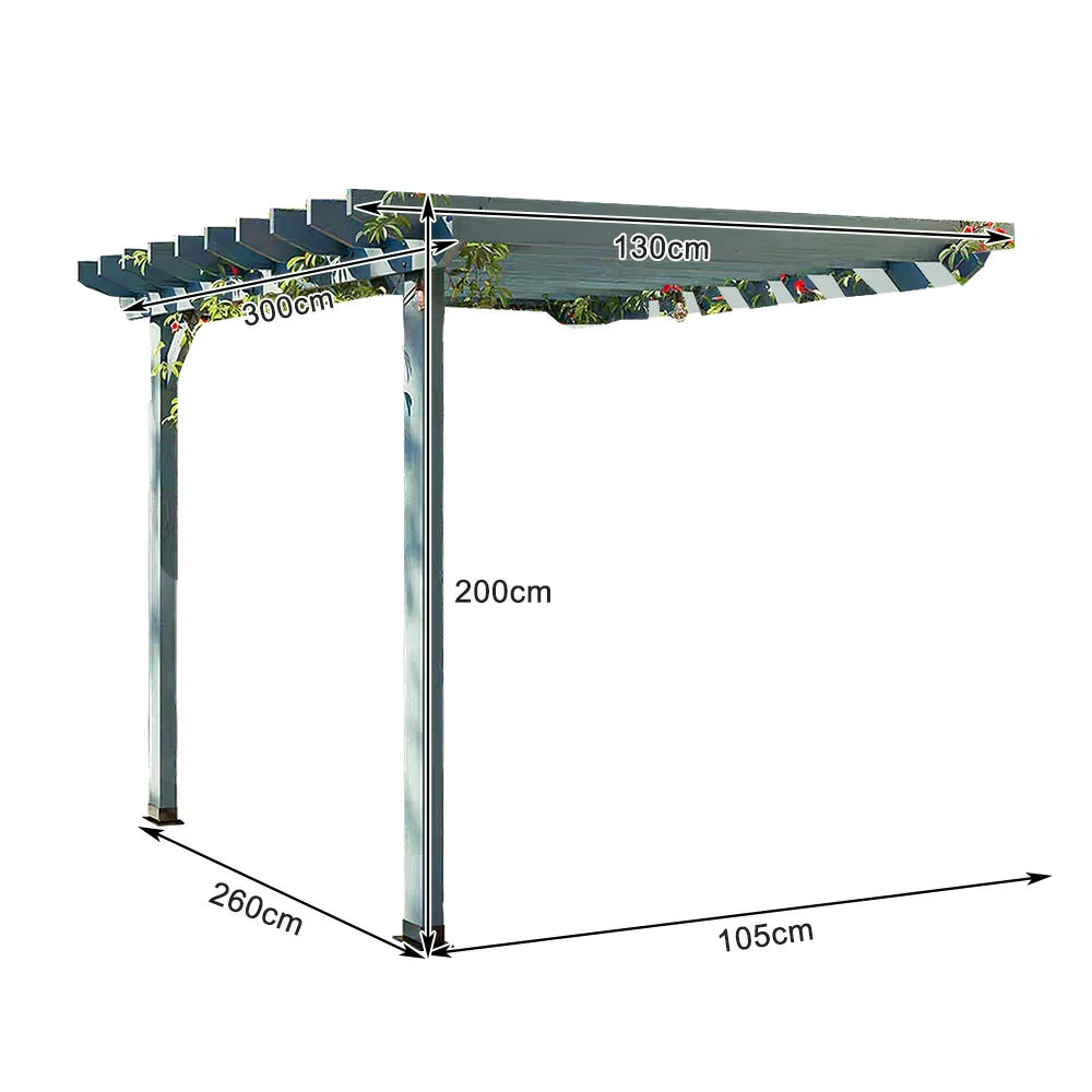 SOLARA Wall-Mounted Pergola - Finnish Solid Wood, 3m x 1.3m/2m x 2m, Outdoor Garden & Patio Shade - Blue