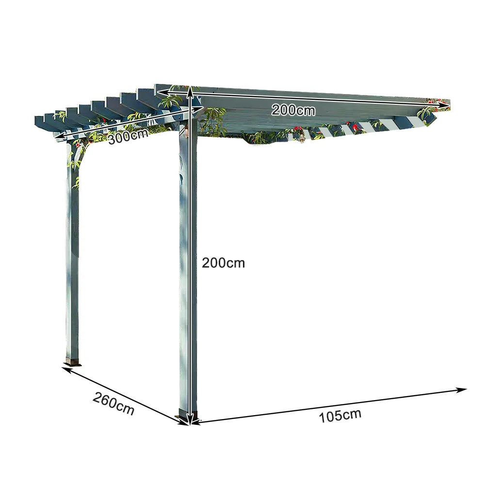 SOLARA Wall-Mounted Pergola - Finnish Solid Wood, 3m x 1.3m/2m x 2m, Outdoor Garden & Patio Shade - Blue