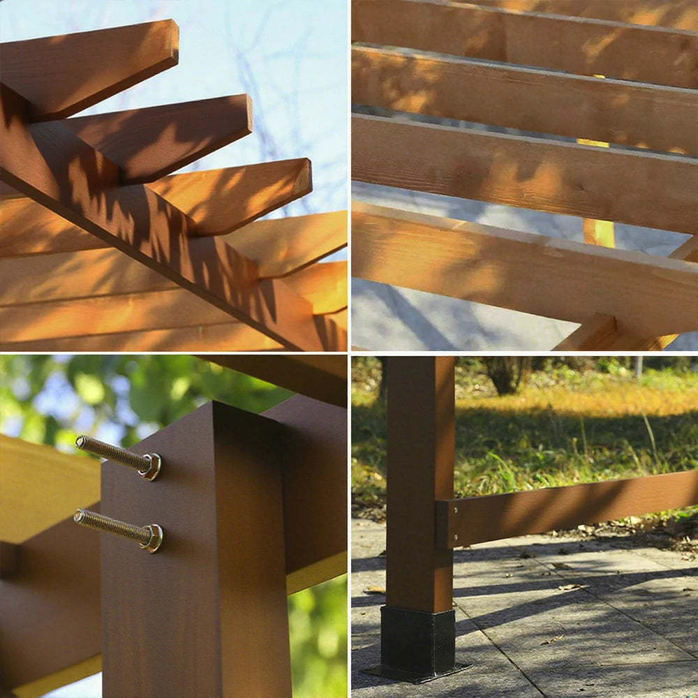 SOLARA Wall-Mounted Pergola - Finnish Solid Wood, 3m x 1.3m/2m x 2m, Outdoor Garden & Patio Shade - Brown