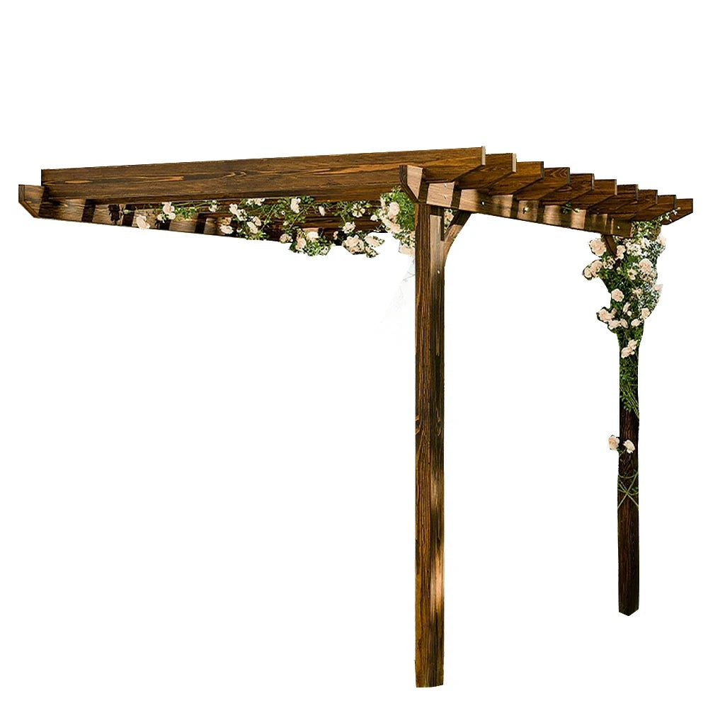 SOLARA Wall-Mounted Pergola - Finnish Solid Wood, 3m x 1.3m/2m x 2m, Outdoor Garden & Patio Shade - Brown