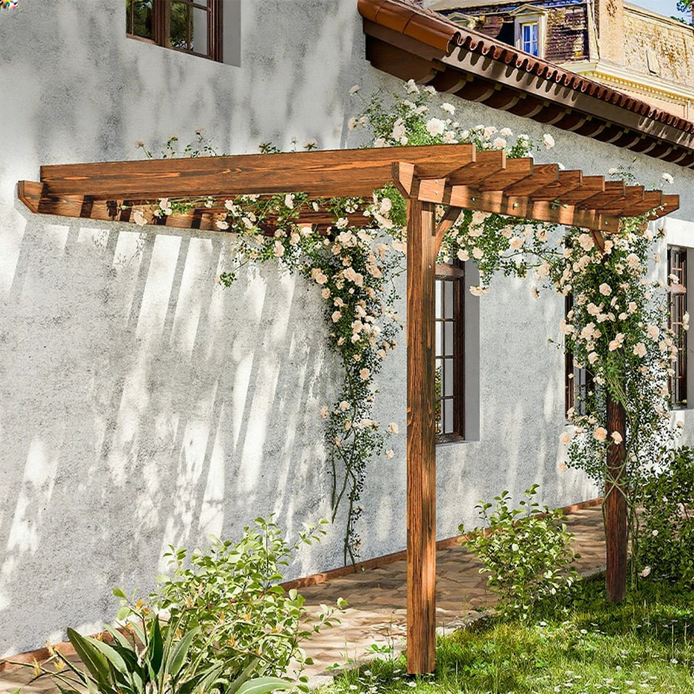 SOLARA Wall-Mounted Pergola - Finnish Solid Wood, 3m x 1.3m/2m x 2m, Outdoor Garden & Patio Shade - Yellow