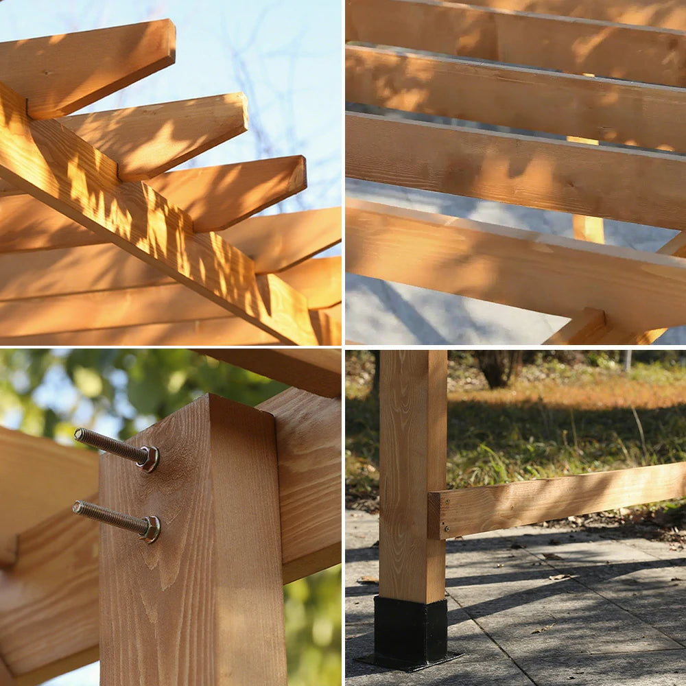 SOLARA Wall-Mounted Pergola - Finnish Solid Wood, 3m x 1.3m/2m x 2m, Outdoor Garden & Patio Shade - Yellow