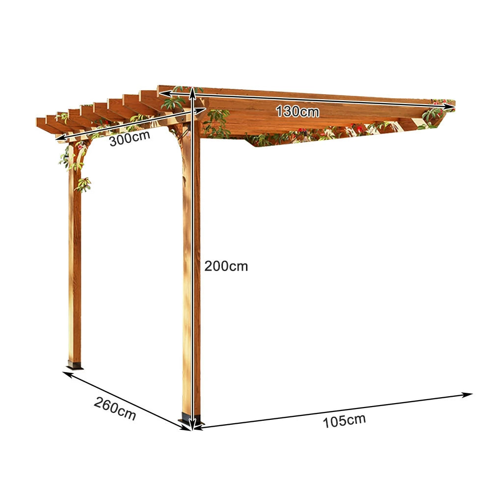 SOLARA Wall-Mounted Pergola - Finnish Solid Wood, 3m x 1.3m/2m x 2m, Outdoor Garden & Patio Shade - Yellow