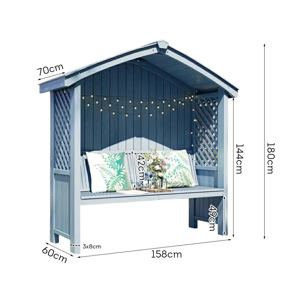 SOLARA Wooden Pergola - Finnish Solid Wood, Twill Design with Dual-Drainage Pitched Roof, Outdoor Garden & Patio Pavilion - Blue