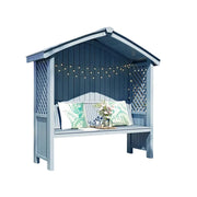 SOLARA Wooden Pergola - Finnish Solid Wood, Twill Design with Dual-Drainage Pitched Roof, Outdoor Garden & Patio Pavilion - Blue