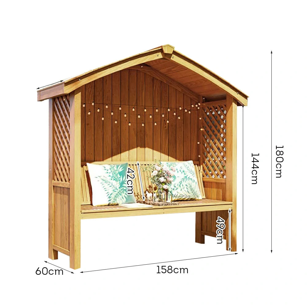 SOLARA Wooden Pergola - Finnish Solid Wood, Twill Design with Dual-Drainage Pitched Roof, Outdoor Garden & Patio Pavilion - Yellow